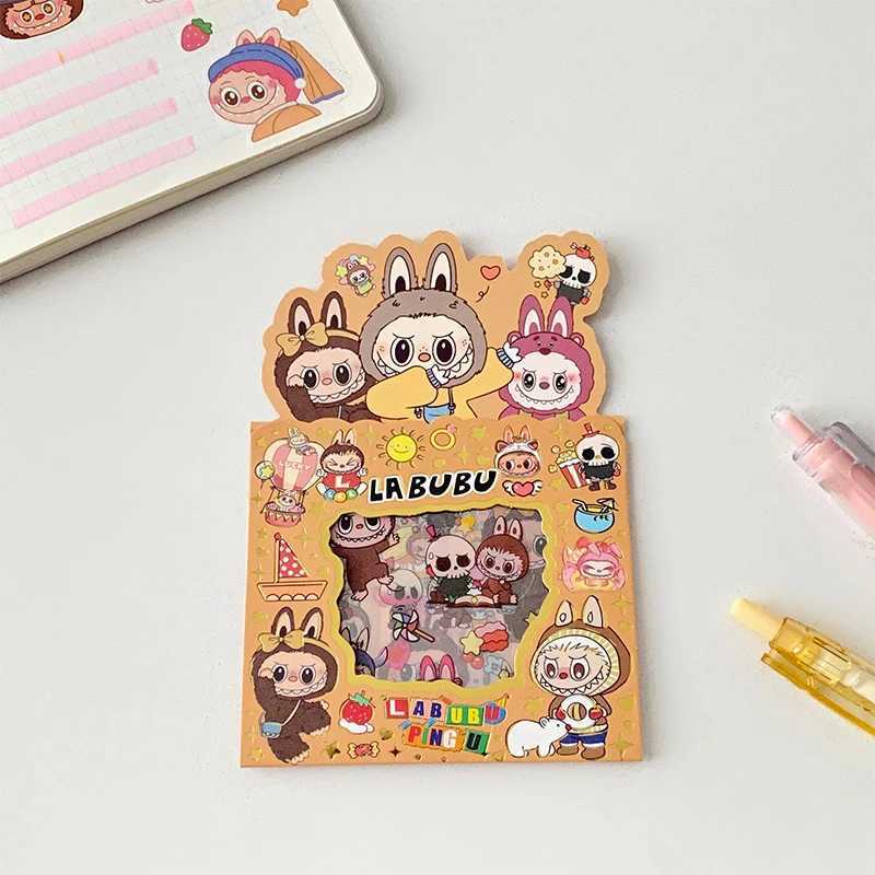 5pcs Labubu Series Cartoon Stickers Cute Stickers for Children Creative Handbook Material Stickers Labubu Waterproof Sticker W250613