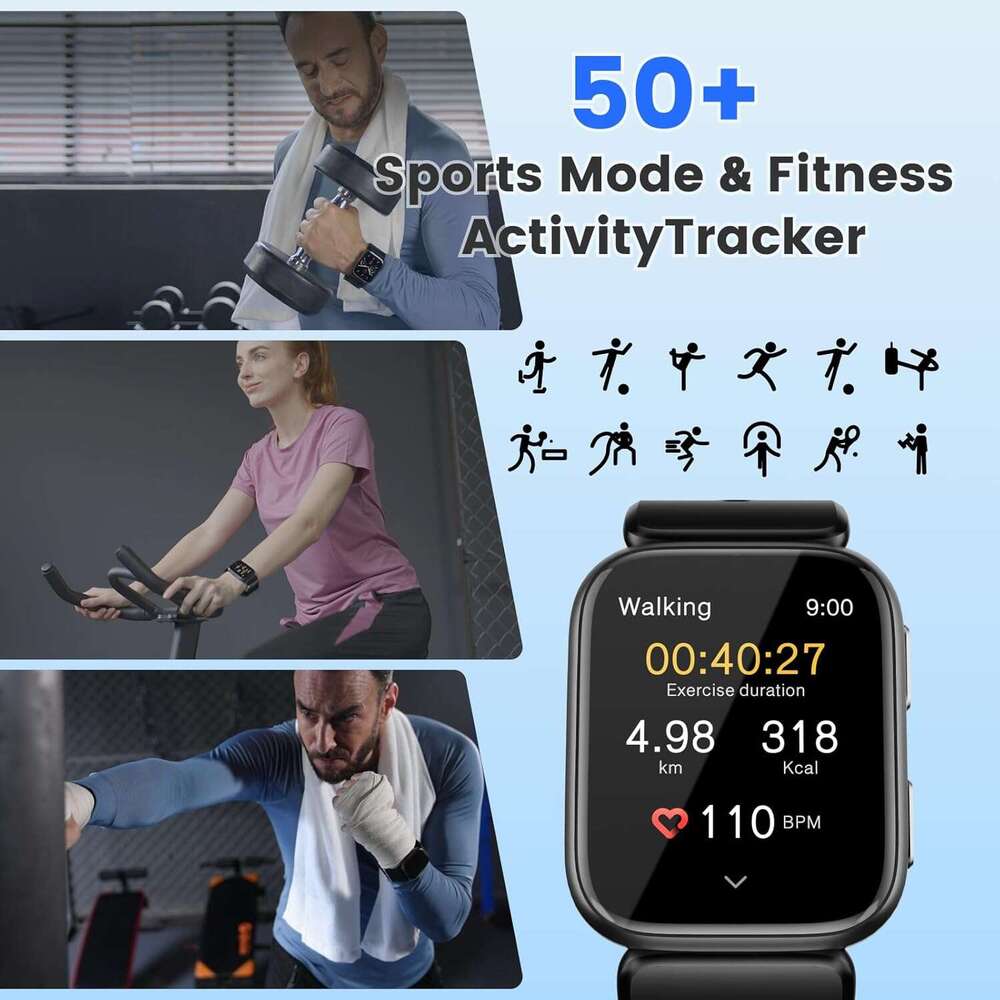 Smart Monitor with Air Pump Cuff Blood Pressure Watch Sleep and Sports Tracking for Android iOS Supports Reminder Monitoring Data Sharing etc