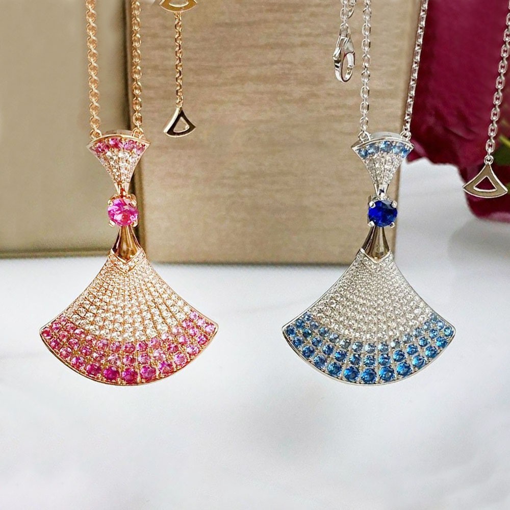 necklace luxury jewelry Full diamond gradient large skirt necklace for women natural red corundum fan bracelet designer jewelry necklaces designer