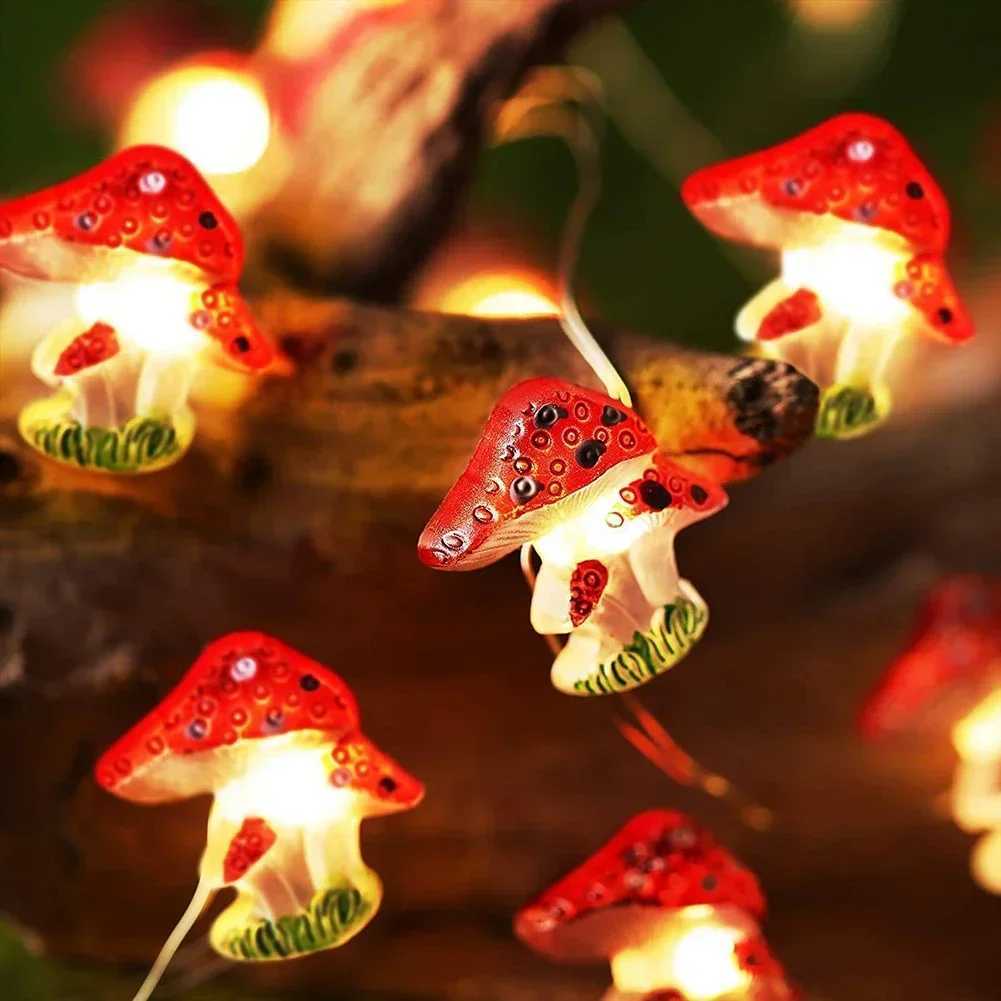 20/30 LEDs Light 3D Mushroom Copper Wire Lights DIY Christmas Fairy String Lamps Mushroom Holiday Lights For Garden Party Decor XJ250612