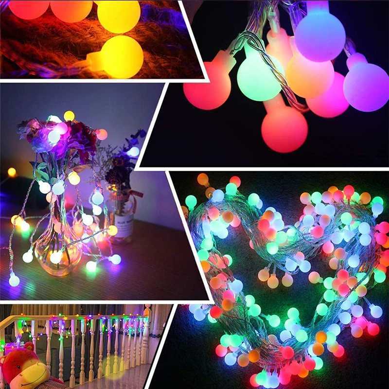 3M 6M LED Ball String Lights Outdoor Garland Globe Fairy Light USB Warm LED Wedding Garden Decoration Halloween Christmas Lights XJ250612