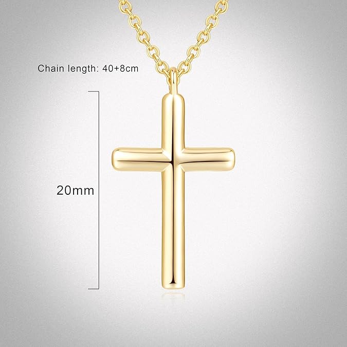 Women's cross necklace 14K gold cross necklace, simple gold chain, faith pendant necklace