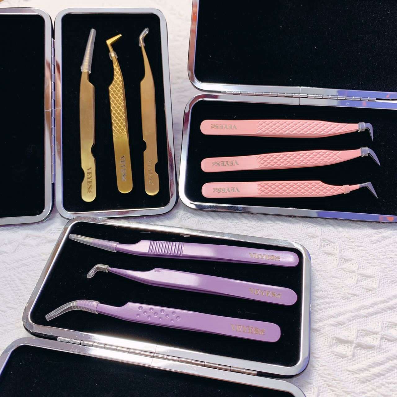 Premium Quality Customizable 45°/90° Angle L-Shaped Fiber Tip Tweezer for Precision Eyebrow & Lash Work