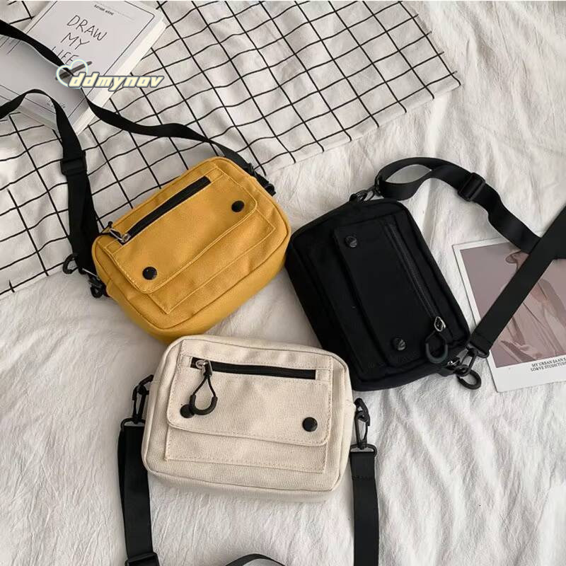Women Canvas Handbags Korean Mini Student Cell Phone Simple Small Crossbody Casual Ladies Zipper Shoulder Bag ddmynov