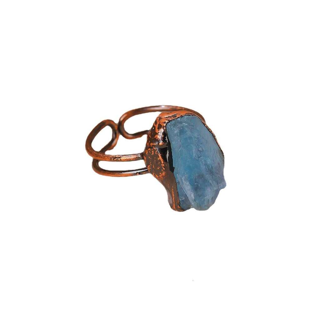 Wind Twelve Birthstone Natural Raw Stone Irregular Adjustable Open Ring Women's Birthday Gift