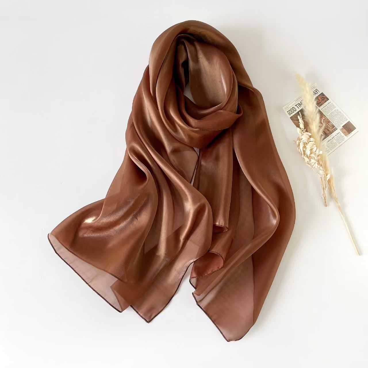 T961 Spring, Summer and Autumn New Korean Style Floral Elegant High-end Silk Scarf Women's Decorative Shawl Sunscreen Beach Towel