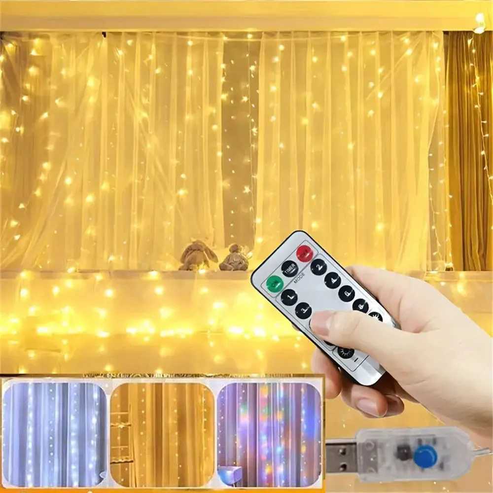 3M LED Curtain String Lights Fairy Decoration USB Holiday Garland Lamp 8 Mode For Home Garden Christmas Party New Year WeddingXJ250612