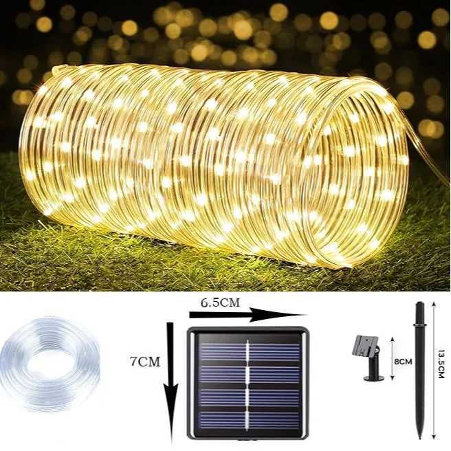 New solar tube LED color lights waterproof copper wire lights string courtyard atmosphere lights holiday decorations outdoor stringXJ250612