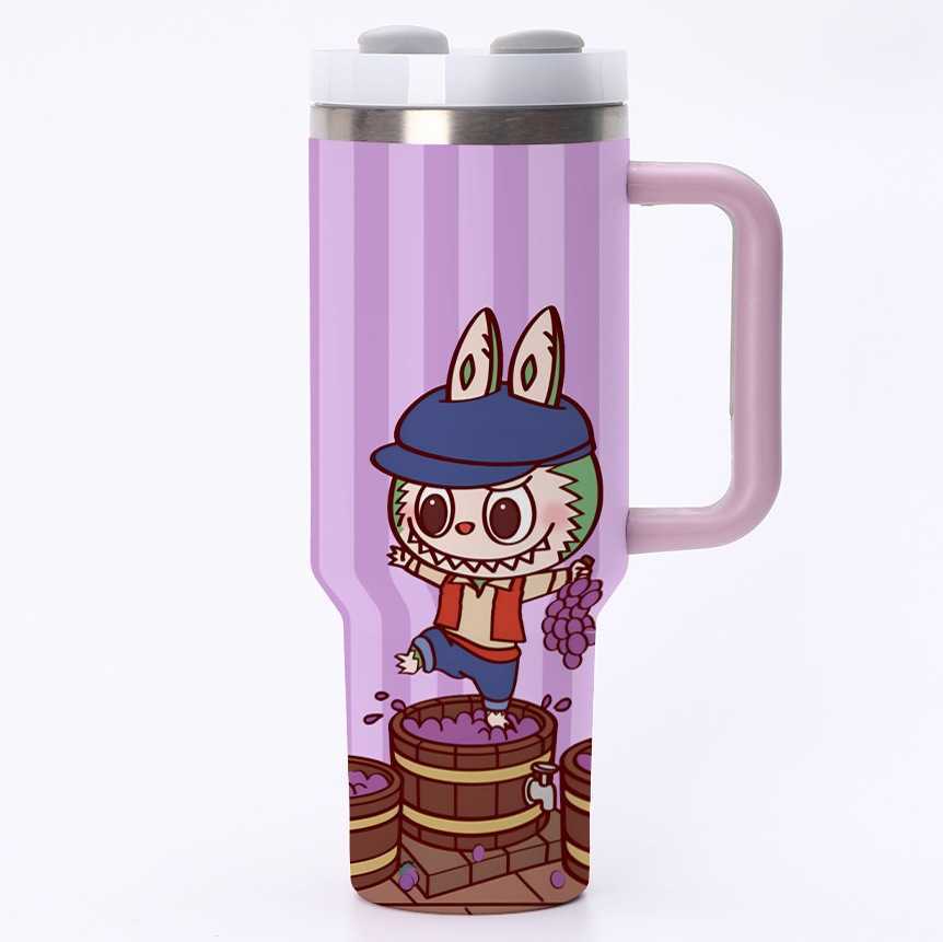 New La Bubu 40oz Second Generation Car Cup Large Capacity Ice Cup with Straw Handle Striped Cup S25613