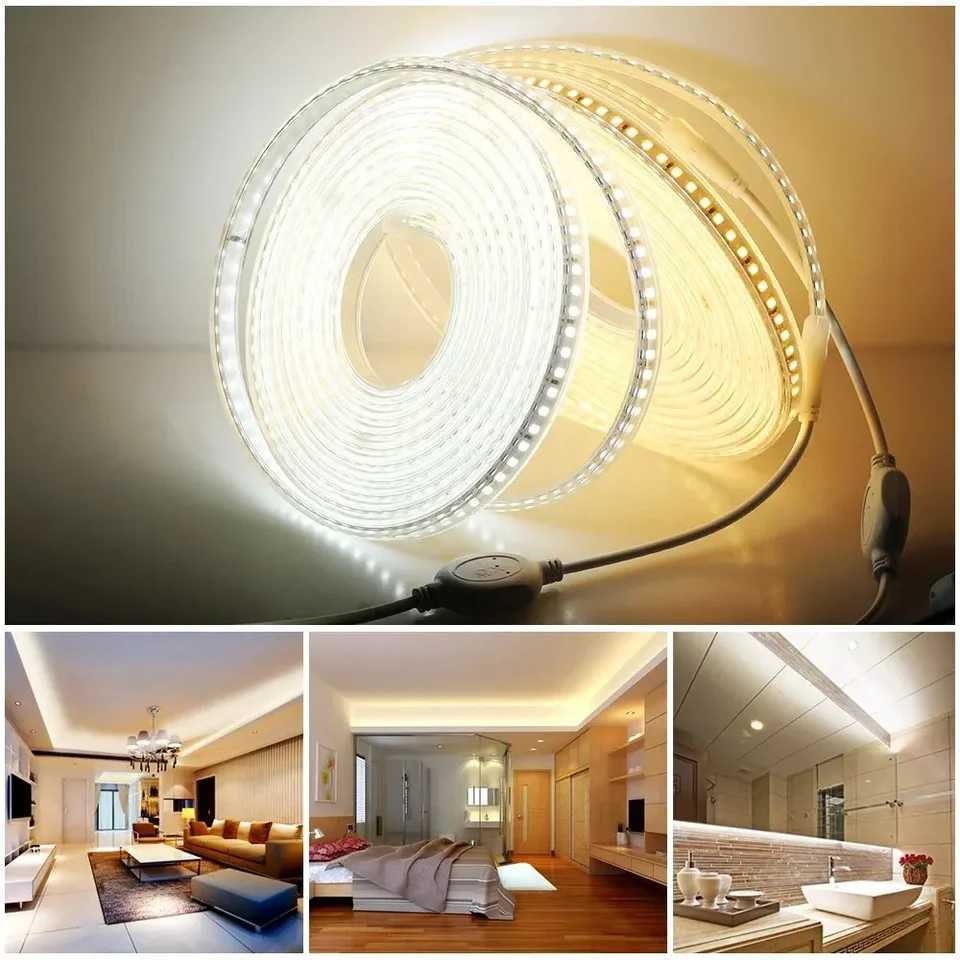 220V LED Strip Light SMD5050 Flexible LED Rope Light Warm White Outdoor Waterproof LED Light for Home Decoration With EU Plug XJ250612
