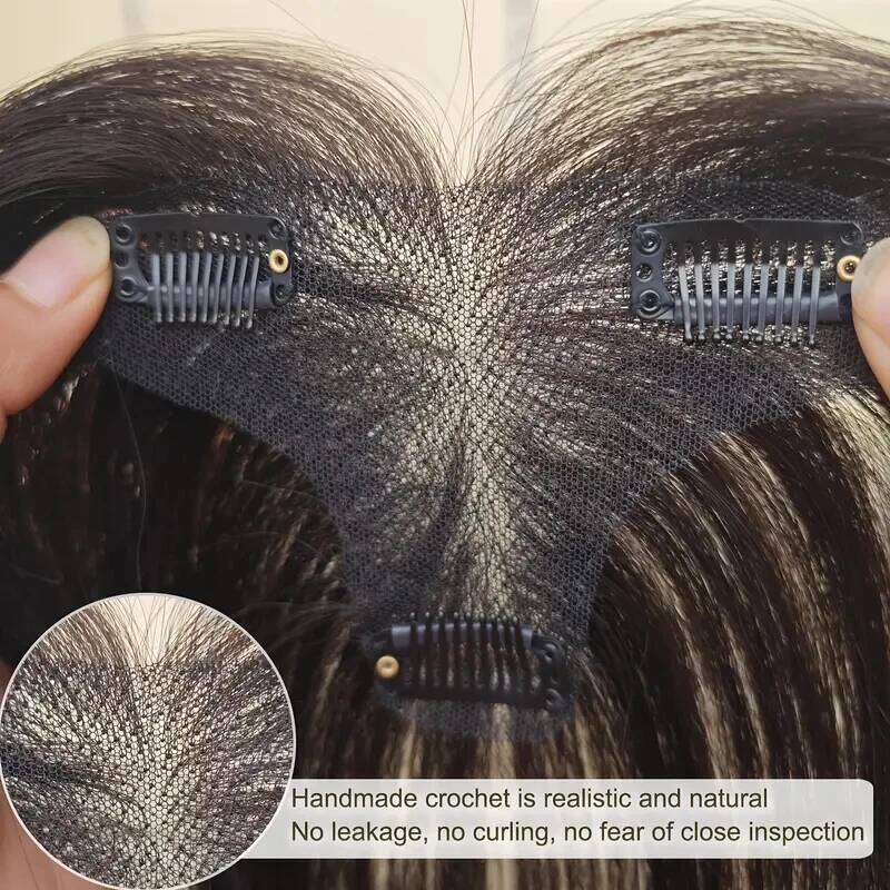 Elegant Women's Topper Real Human Straight Full Ideal for Thinning White Hair Coverage Beginner-Friendly