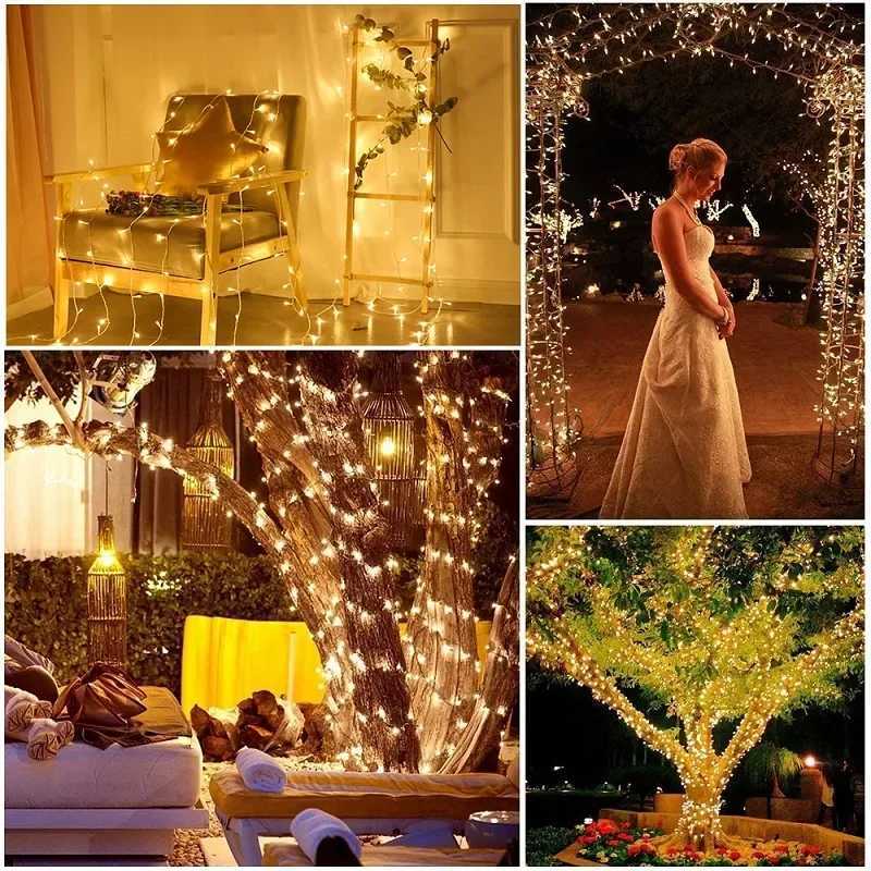 Christmas Decoration 2024 Lights LED Wedding Outdoor Street Garland Fairy Light Garden String for Room Lighting Waterproof StripXJ250612