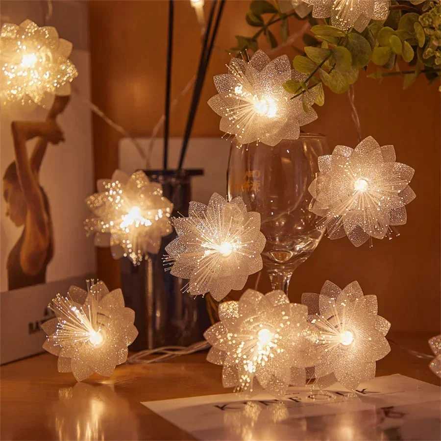 2/3M LED Fiber Optic Fairy Light Battery-operated Garland Christmas Decoration Party New Years Decor Artificial Flowers Festoon XJ250612