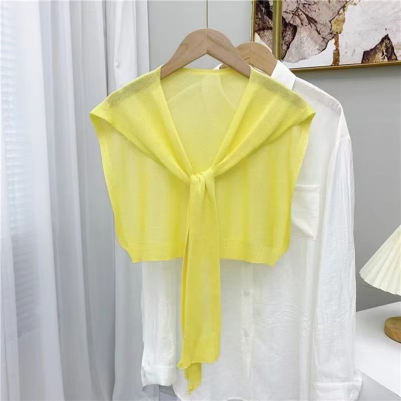 K1006 Spring and autumn simple knitted shawl solid color lace up with shirt and dress air-conditioned room shoulder pad outdoor sunscreen