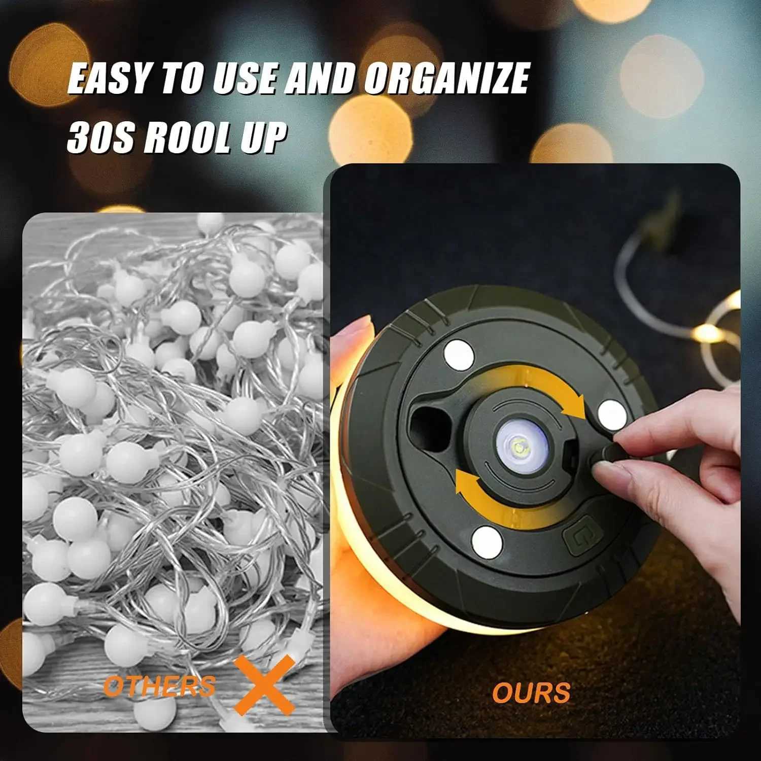 4-in-1 Camping Light LED Reel String Lights Outdoor USB Camping Lamp Recyclable LED Night Light For Garden Tent Room Decor XJ250612