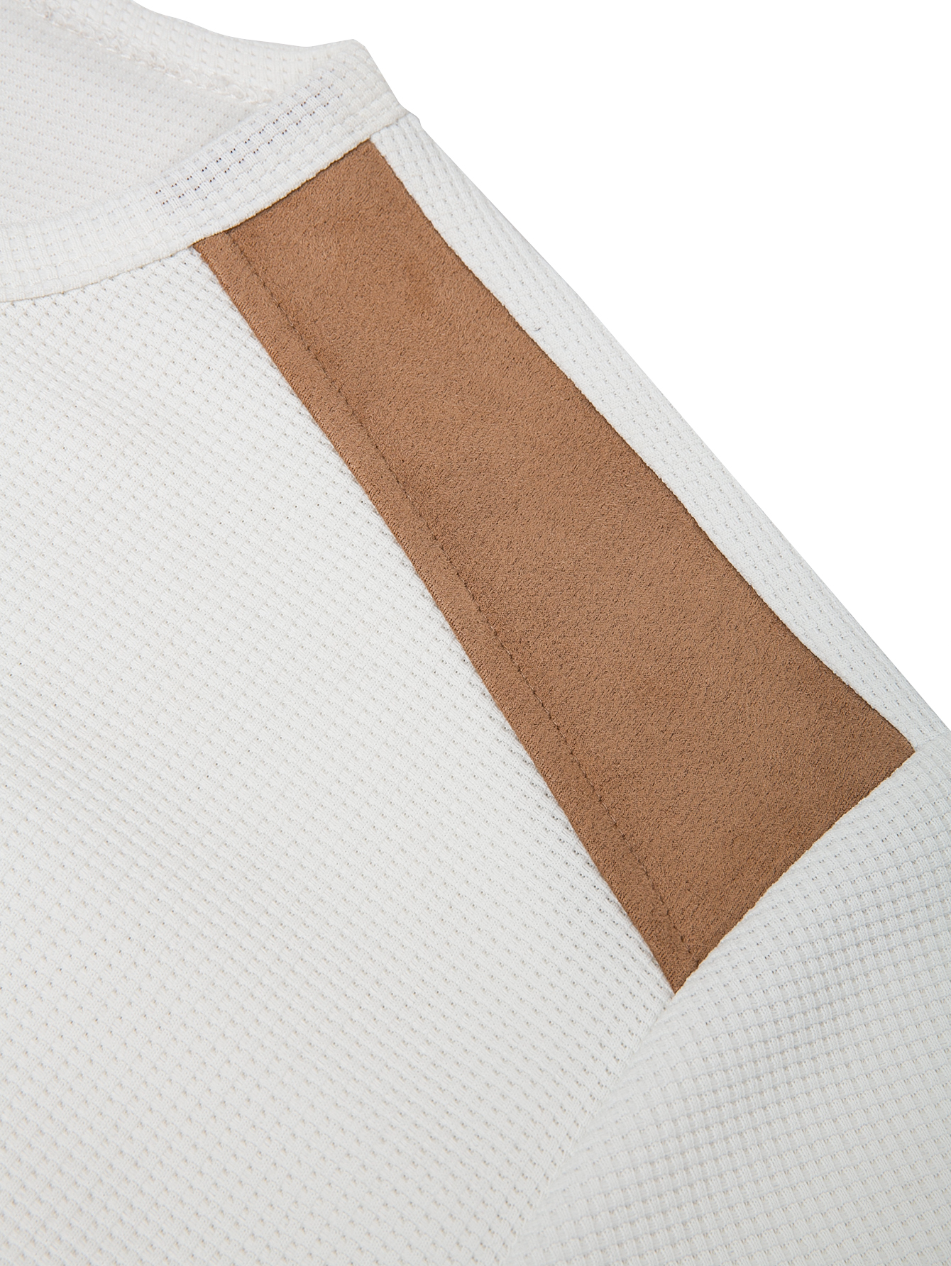 Men's Comfort Texture Fabric Waffle Splicing Color Contrasting Metal Button Outdoor Sports and Leisure Henley Shirt