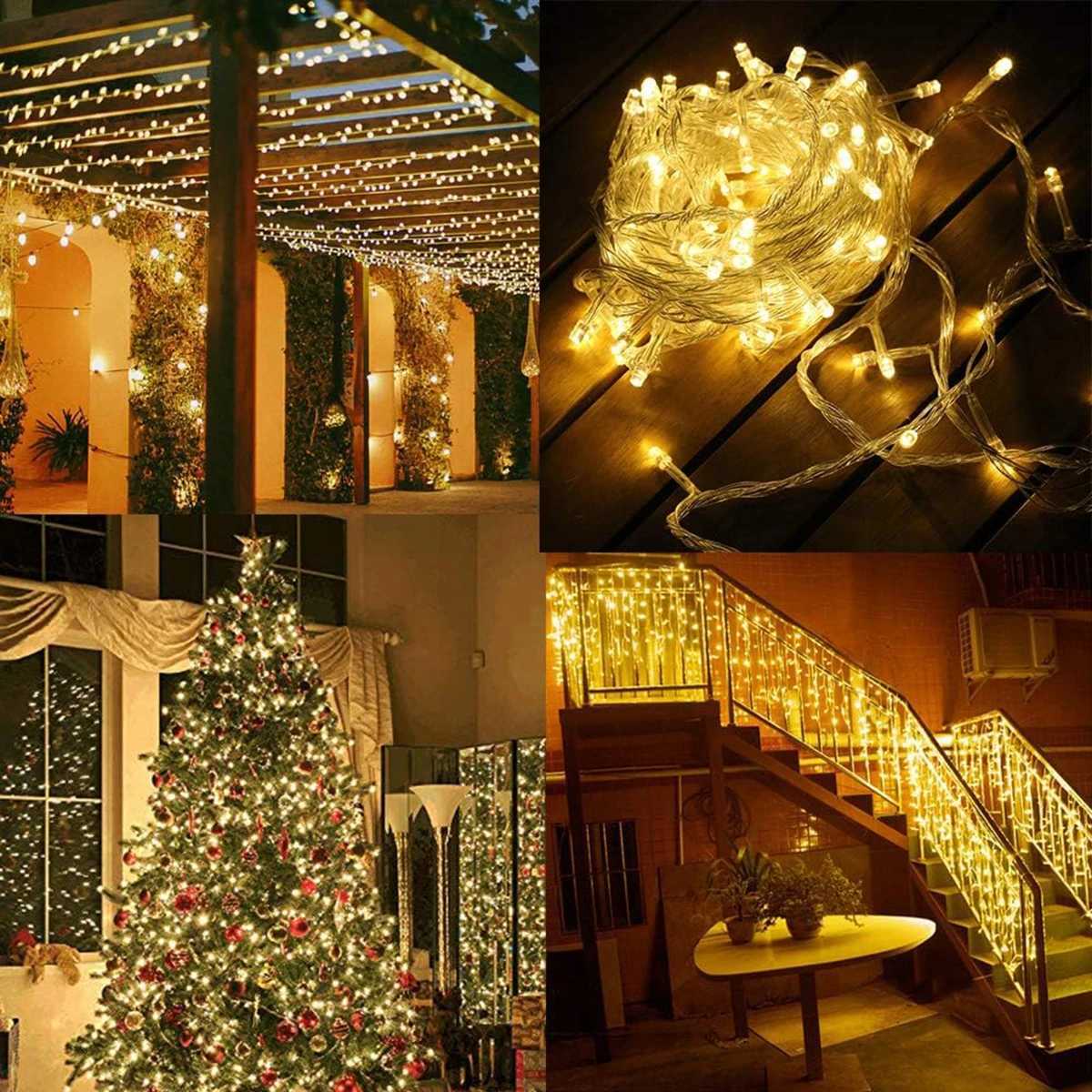 100M 800LEDs 220V Outdoor LED Fairy String Lights Birthday Lights For Garland Wedding Party Holiday Garden Lamp Holiday Decor XJ250612