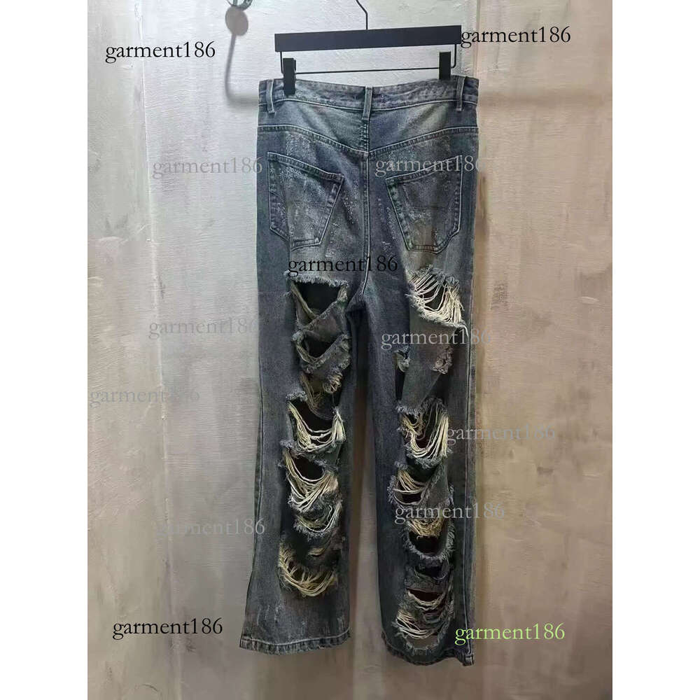Designer Denim Trousers Loose Fit Straight Leg Trousers Multi-Pocket Crafted Splicing washed men's and women's couple pants 175