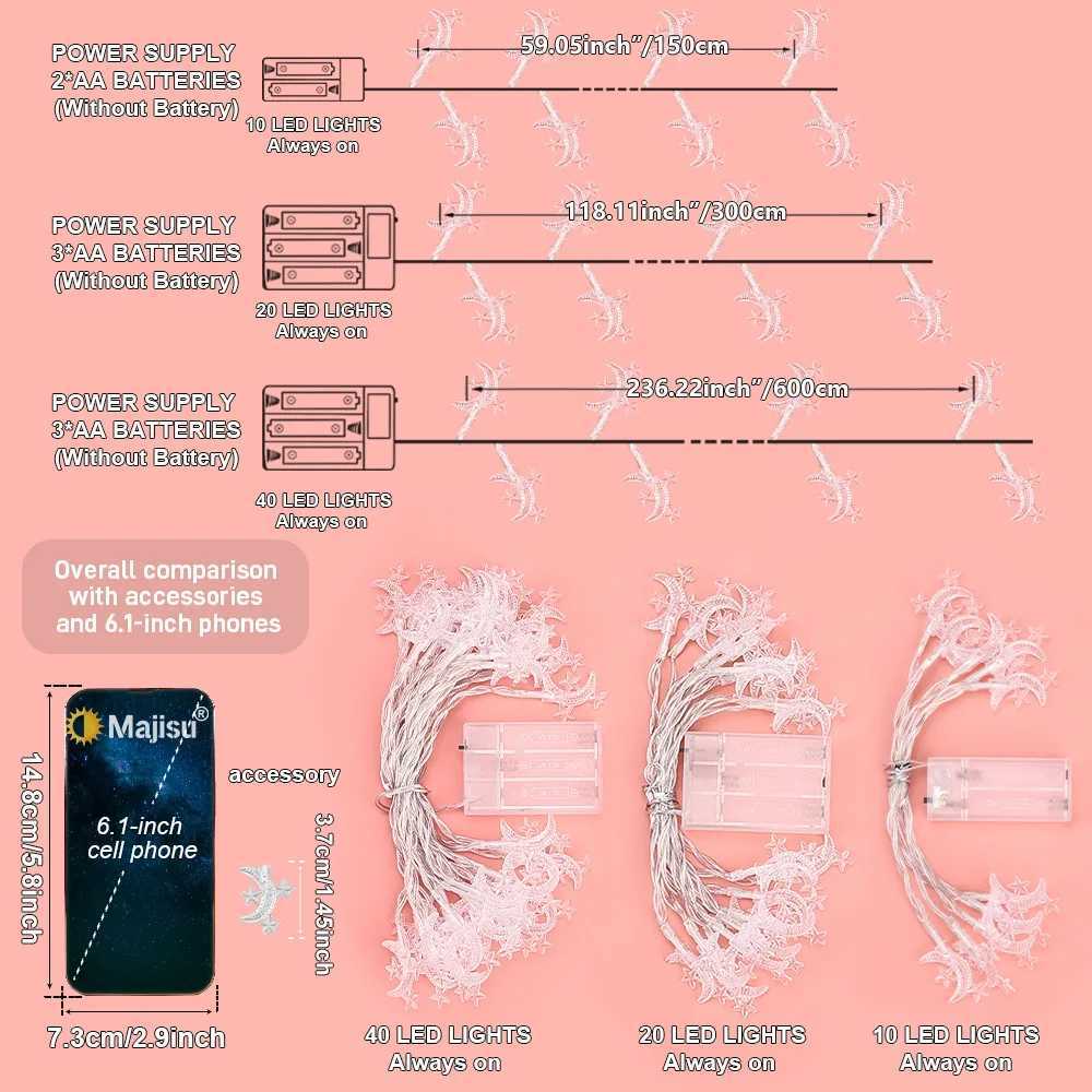40/20/10 LED Moon String Lights Battery Operated for Patio Garden Wedding Garden Decoration Party Festival LightsXJ250612
