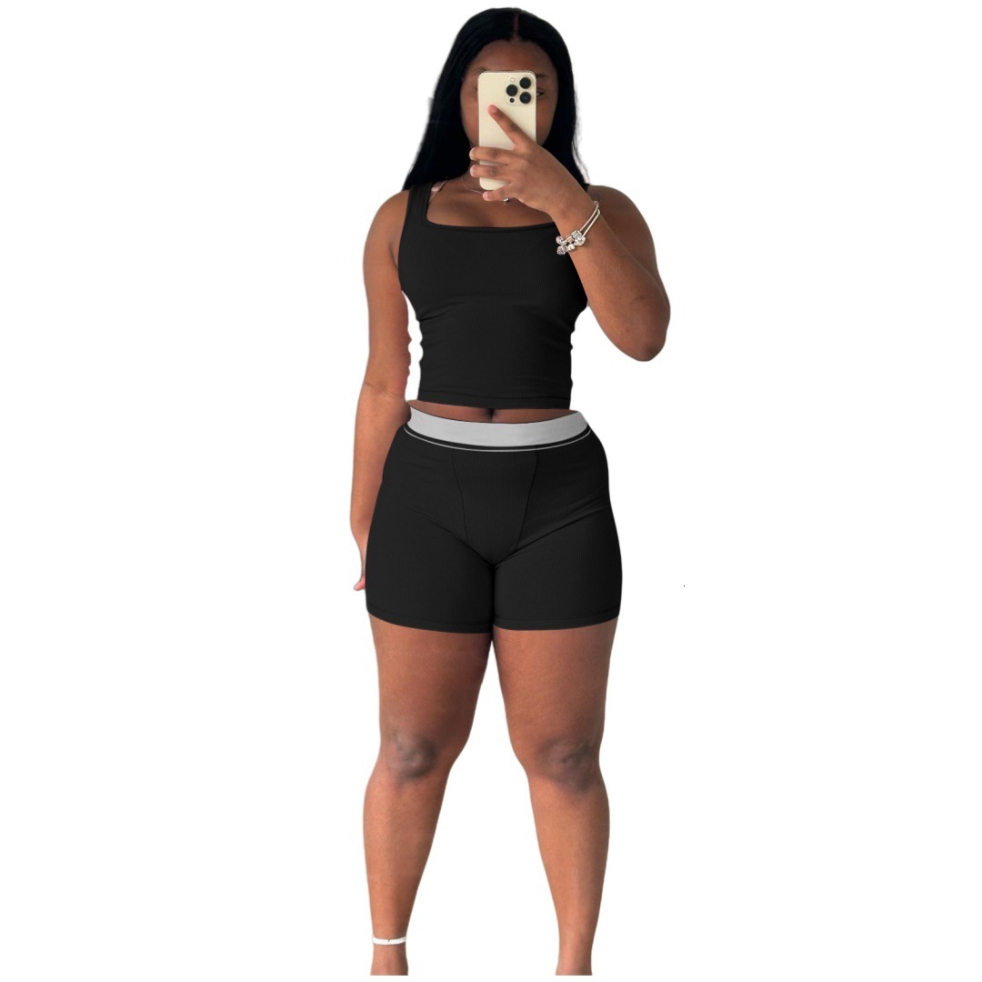 Womens Tracksuits Two Pieces Set 2025 New Clothing Fashion Casual Ribbed Patchwork Womens Sportwear 3 Colors