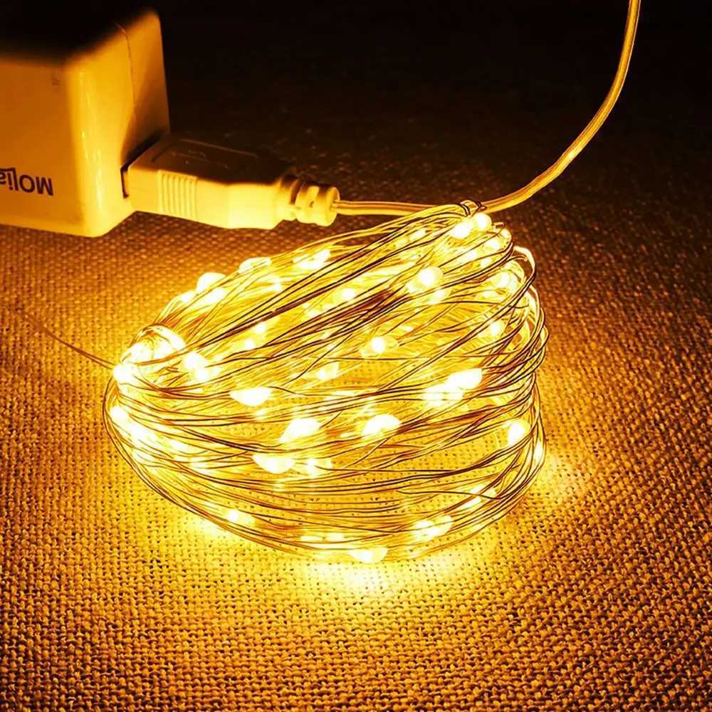 USB LED String Light Copper Silver Wire White Colorful Fairy Light 1/2/3/5/10M 5V Garland LightXJ250612