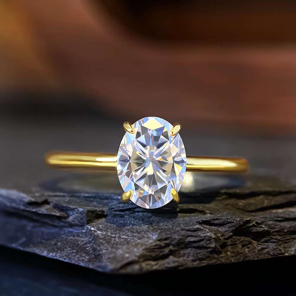 Pass Tester Promise Ring Classic 925 Sterling Silver Ring Oval Moissanite Diamond Engagement Season Proposal Shines Wedding Band