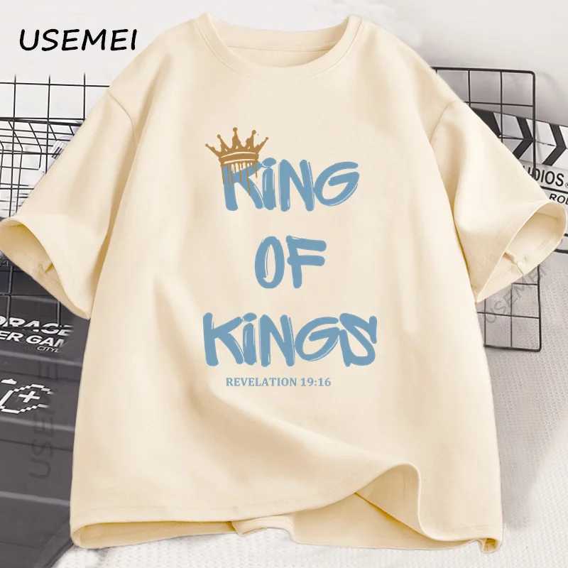 King of Kings T-Shirt Christian Clothing Religious Gift for Men Women Jesus Christ Streetwear Faith Cotton Short Sleeve Tees X250613