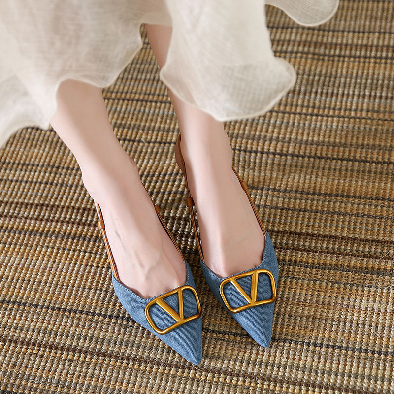 free shipping new designer Dress Shoes high heels sandals women Stiletto Heel womens indoor outdoor casual denim pointed toe shoe trainers