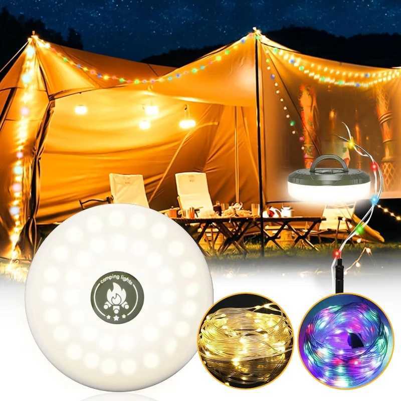 Camping Lights String with 8 Modes Rechargeable LED String Lights Portable Camping Lantern Emergency Light for Hiking Yard Decoration XJ250612