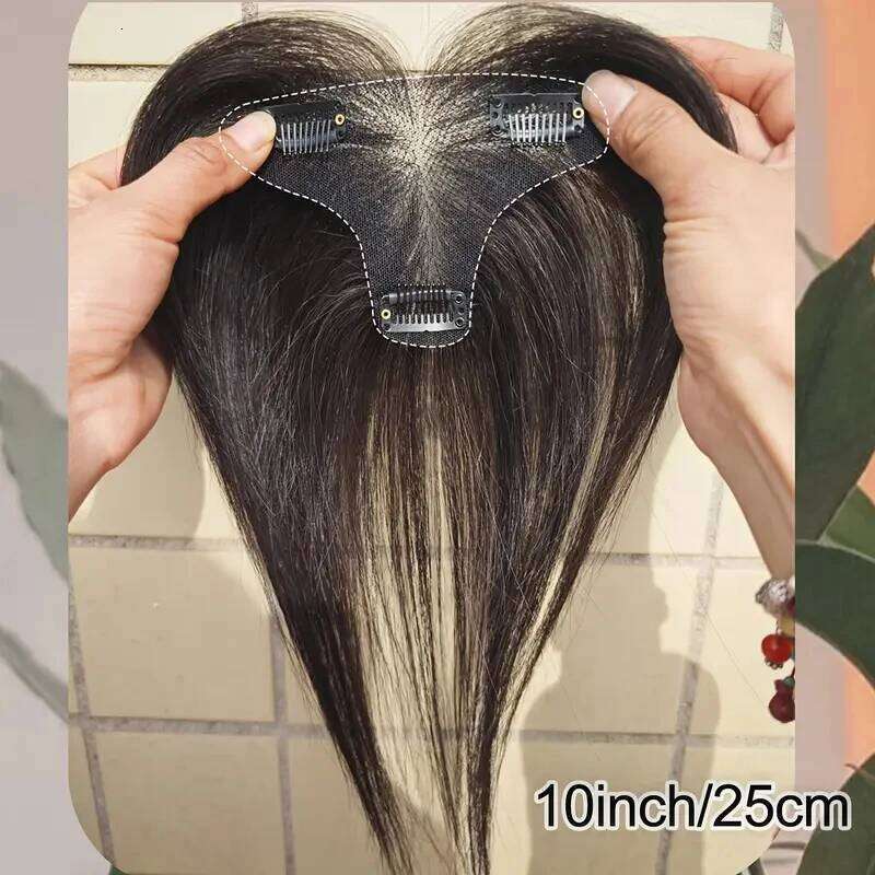 Elegant Women's Topper Real Human Straight Full Ideal for Thinning White Hair Coverage Beginner-Friendly