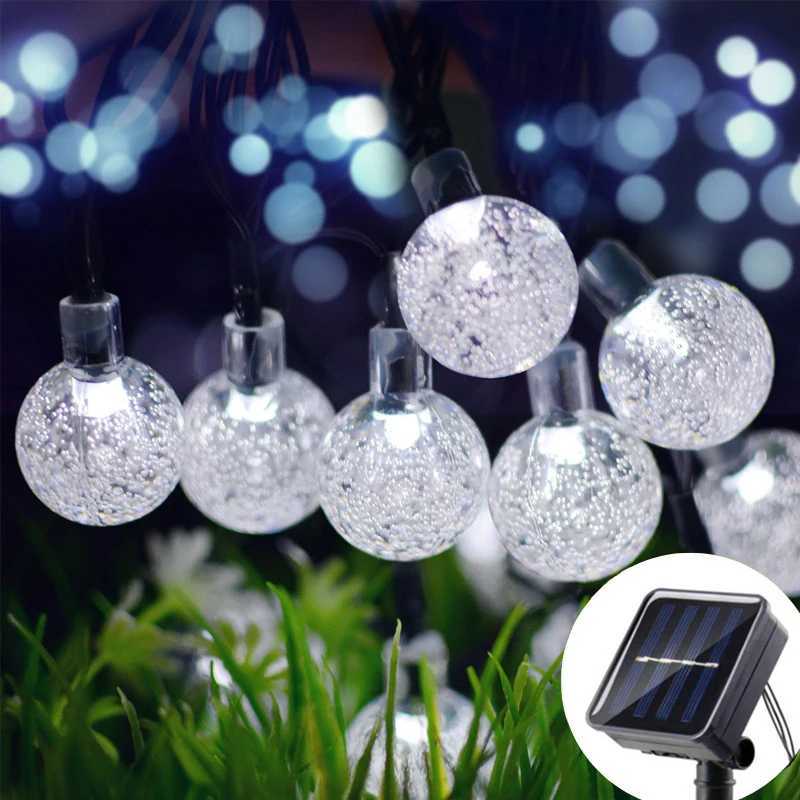 20/50/100LED Solar-Powered Bubble Ball LED String Light Waterproof Outdoor Courtyard Garden Fairy Lights Ramadan Decorations XJ250612