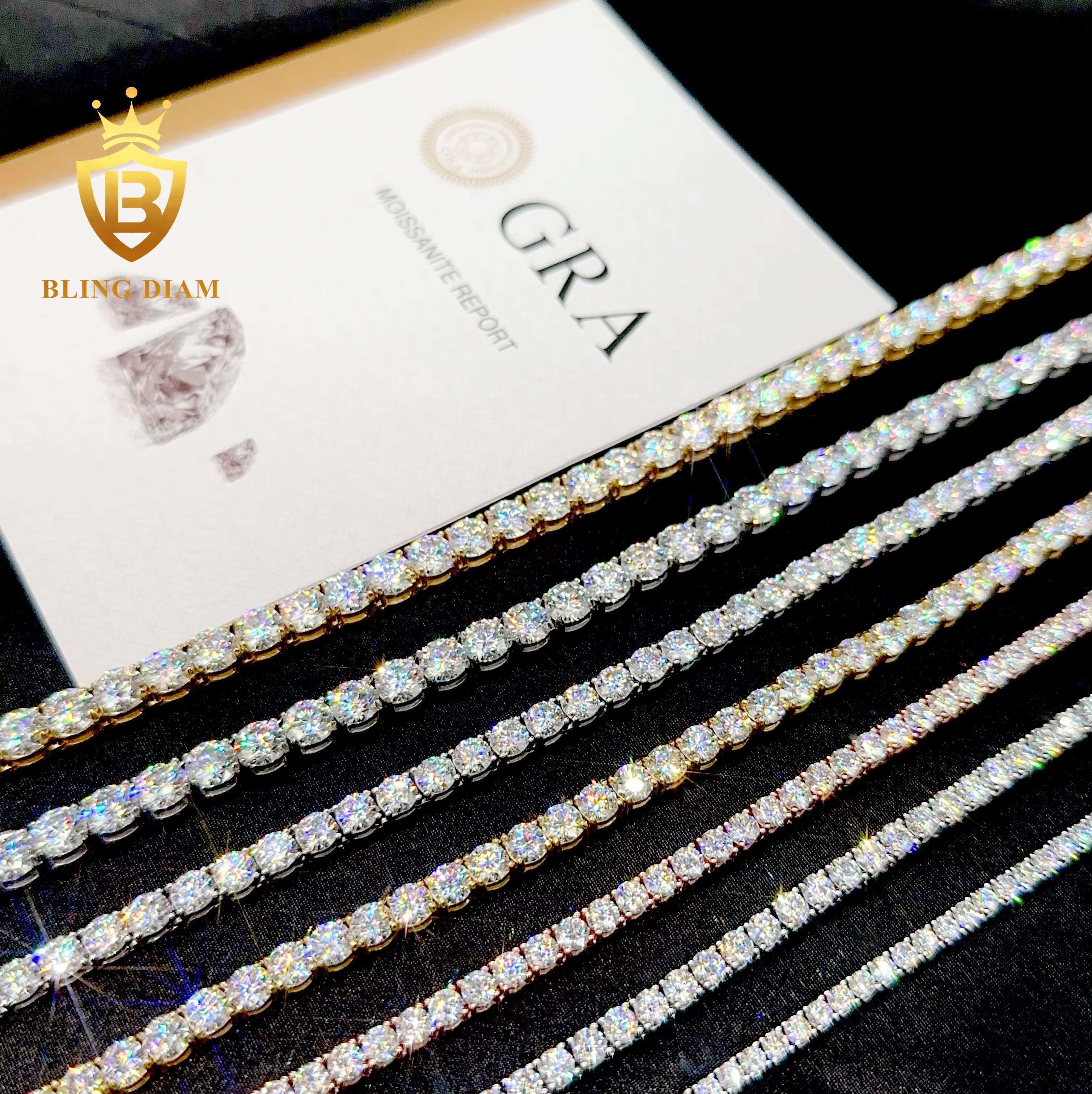 Cheapest Price Pass Diamond Tester 925 Sterling Silver 2mm-6.5mm Moissanite Diamond Hip hop Tennis Chain Necklace for Men Women