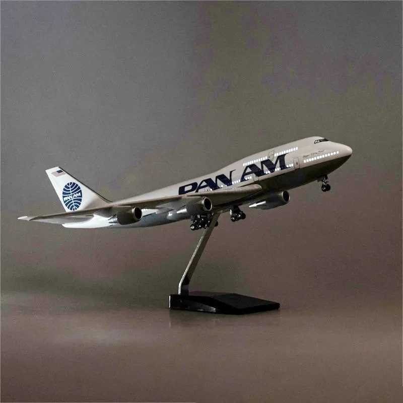 Diecast 47cm 747 Pan Am B747 Airlines Toys Plane Model Resin With Landing Gear Aircraft Airplanes Model Toy For Collection Gift L250612
