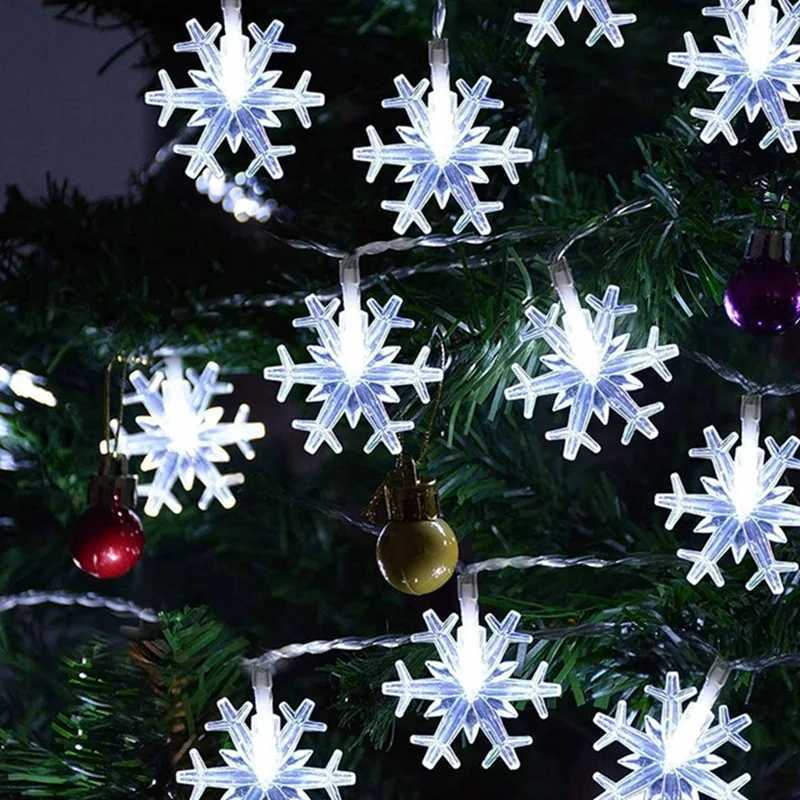 1Pc Christmas Lights Snowflake String Light LED Battery Operated Waterproof Snowflake Fairy Lights For Bedroom Garden Decoration XJ250612