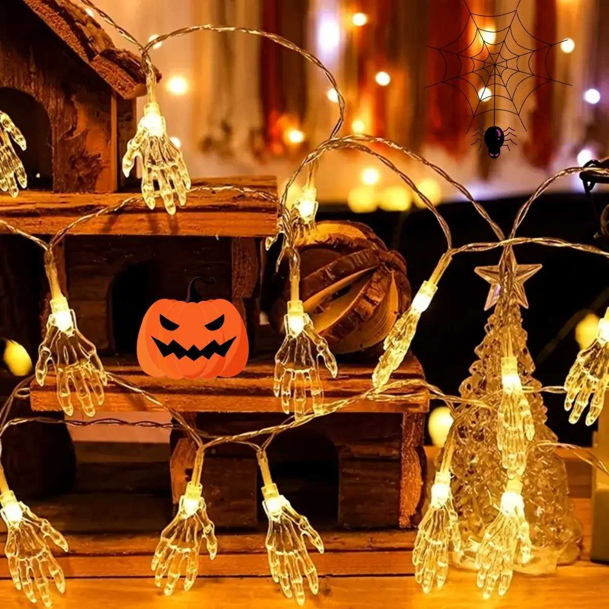 1pc LED Ghost Claw Decoration String Lights Horror Atmosphere Halloween Lamp Battery Operated Suitable For Haunted Party Decor XJ250612