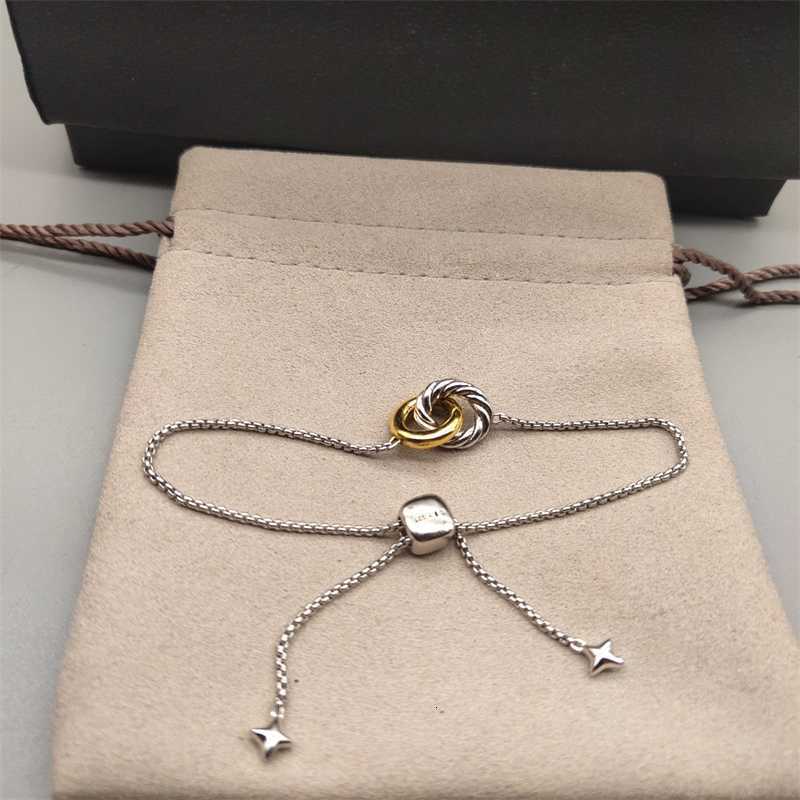 Designer Bracelets 925 Sterling Silver 15mm Interlocked Circle Chain Bracelet for Women Adjustable Retro Jewelry Elegant Daily Wear