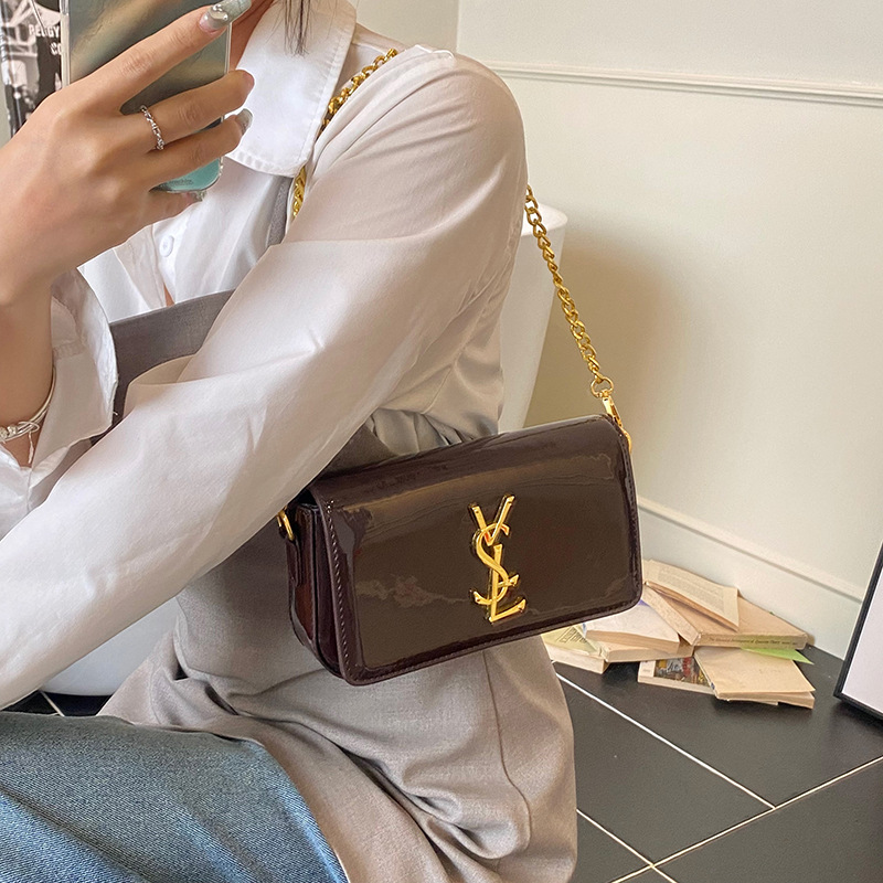 Designer Bag 2025 Women's Vintage-Inspired Patent Leather Square Bag, Luxe Gloss Shoulder Purse With Free Shipping