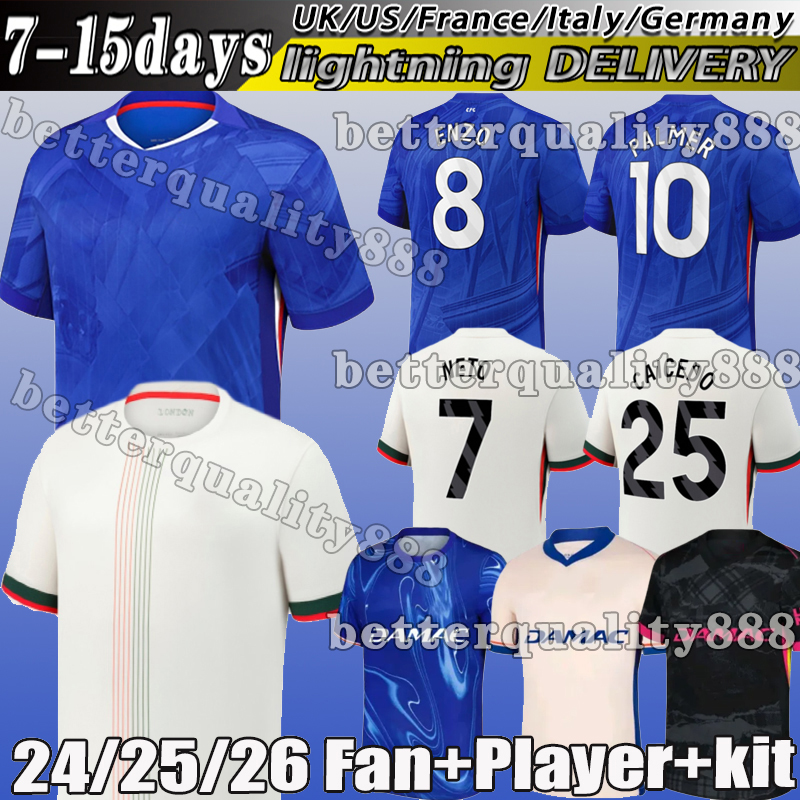 24/25/26 chelseas fc jersey PALMER NKUNKU ENZO Soccer Jersey CAICEDO jersey COLWILL Cucurella JAMES Disasi N.JACKSON 2025 football shirt Men Kids Kit sock