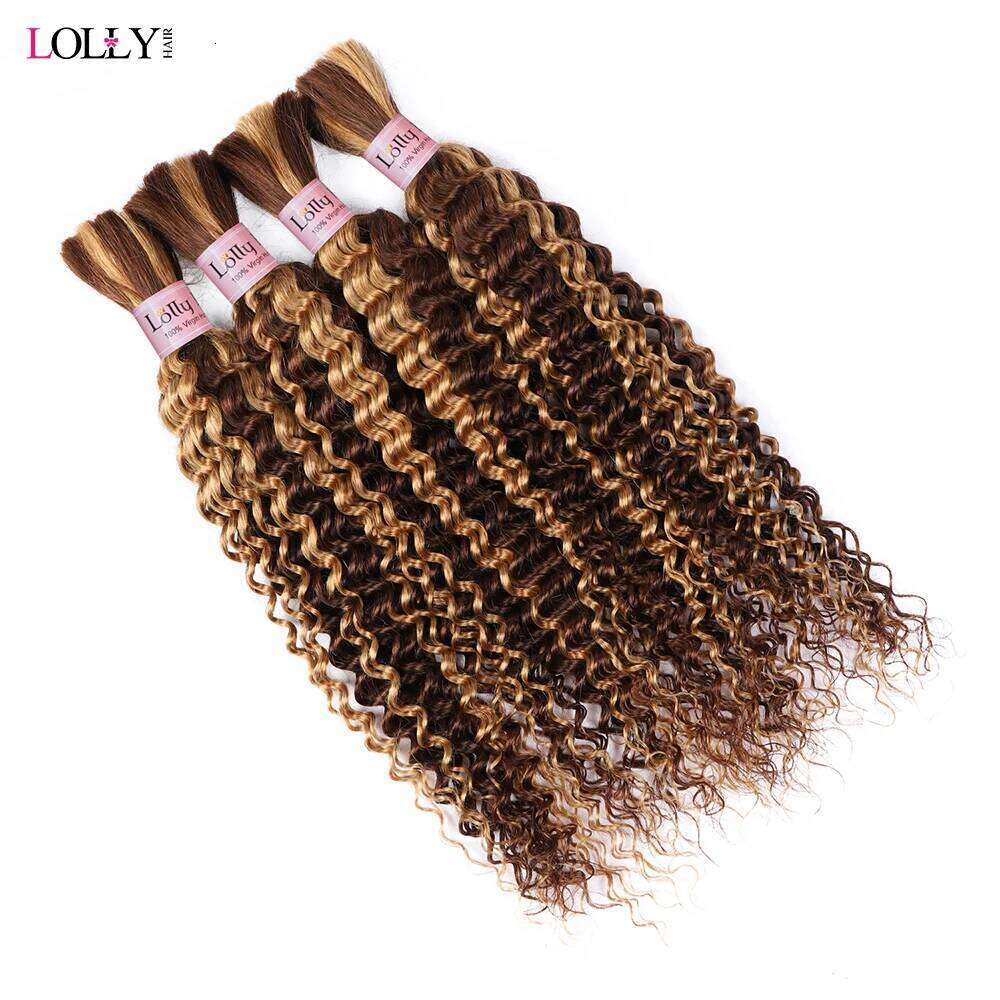 Highlight Honey Brown Deep Wave Bulk for Braiding 100g No Weft Boho Braids Brazilian Virgin Human Hair Extensions