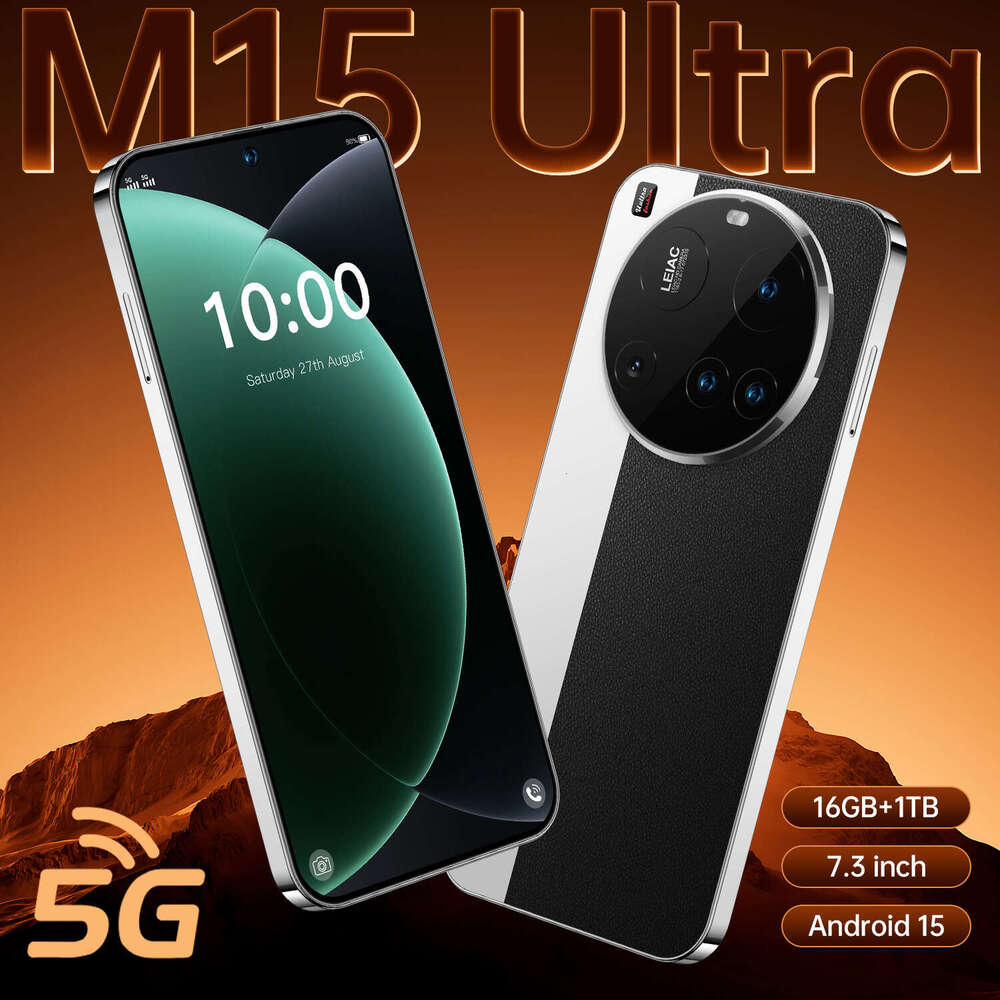 New High-end Mobile Phone M15 Ultra Large Screen Real Perforated Smartphones 7.3 Inch 16+1TB