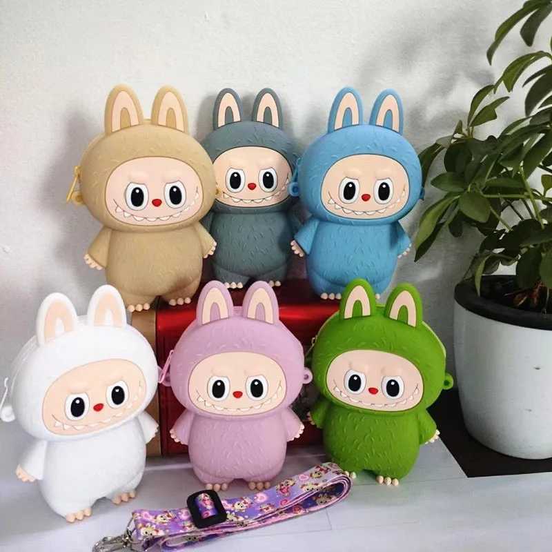 Labubu Monsters Silicone Wallet aron Mini Crossbody Labubus Portable Waterproof Storage Shoulder Bag Kids Gifts Free shipping
