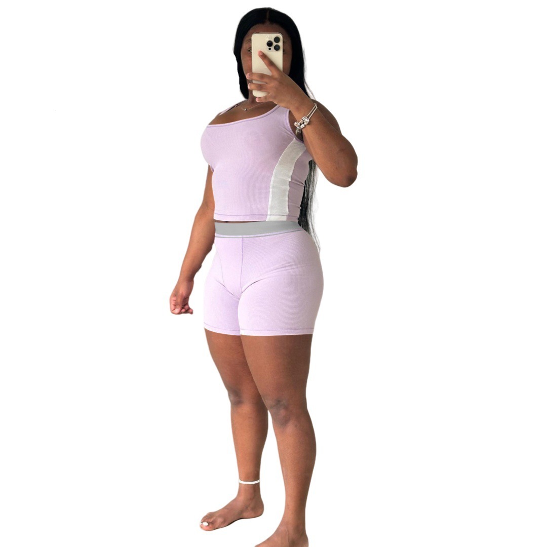 Womens Tracksuits Two Pieces Set 2025 New Clothing Fashion Casual Ribbed Patchwork Womens Sportwear 3 Colors