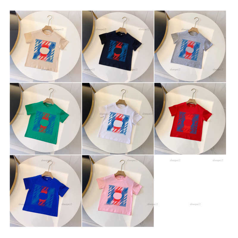 Luxury kids T shirts Square pattern printing summer boys top Size 90-150 CM designer baby clothes girl Short Sleeve cotton child tees A000X07N248-f