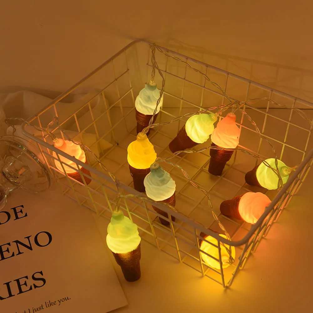 Fairy Lights LED Ice Cream String Rainbow Garland Christmas Tree Kids Bedroom Living Room Decor Lamp Patio Wedding Party Outdoor XJ250612