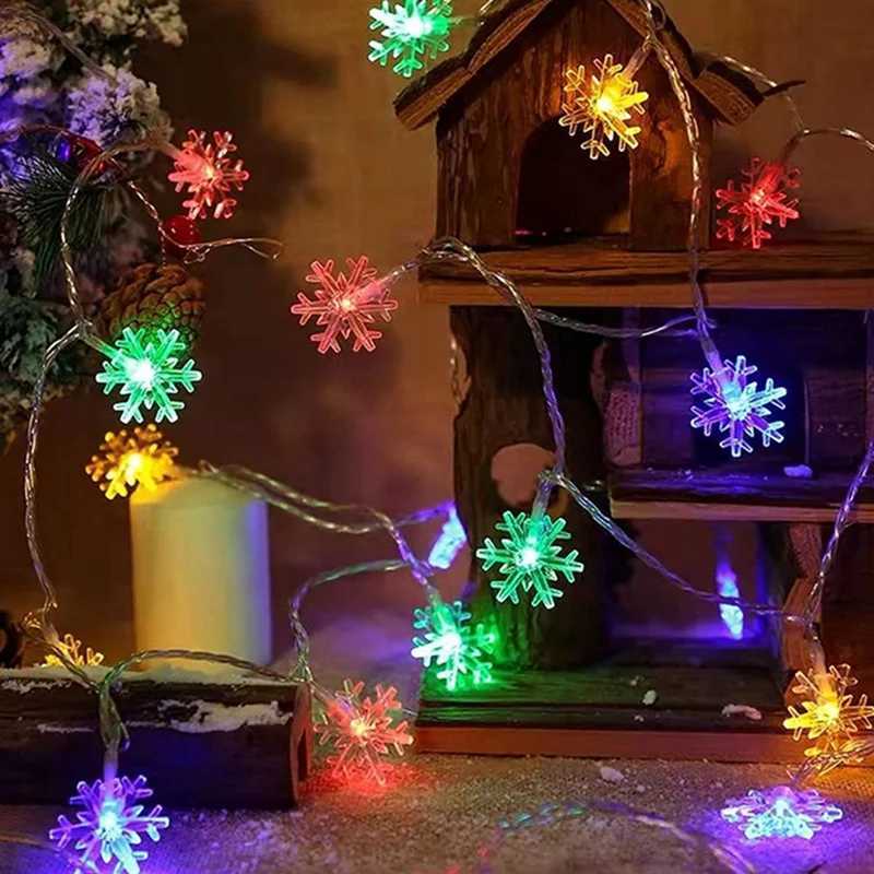 1Pc Christmas Lights Snowflake String Light LED Battery Operated Waterproof Snowflake Fairy Lights For Bedroom Garden Decoration XJ250612