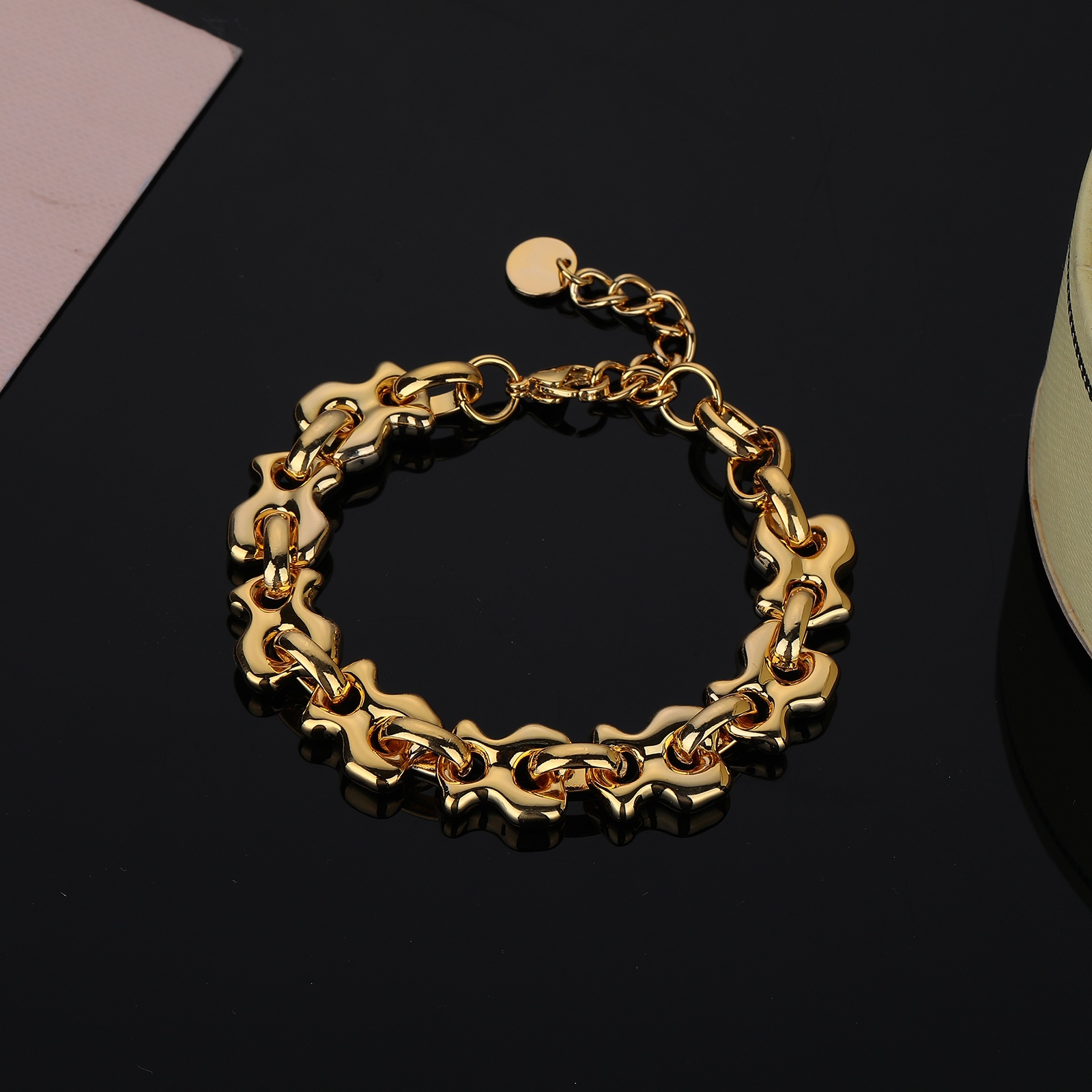 New Fashion Women Men Silver Rose Gold Stainless Steel Round Circl Zircon Cartoon Animal Chain Bracelets Jewelry Pulsera A Gift