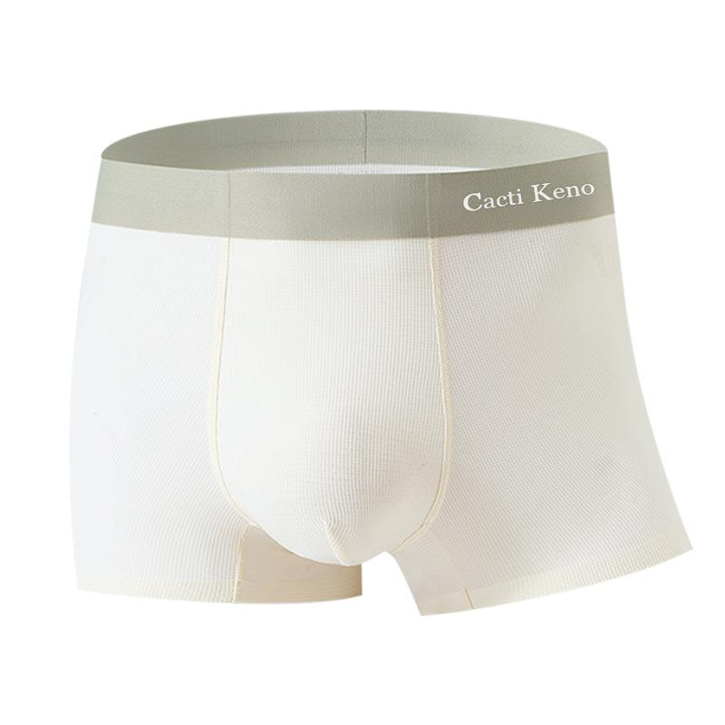 High Quality Men's Waffle Texture Bamboo Rayon Boxer Trunks, Quick-Dry Breathable Seamless Summer Underwear Free Shipping