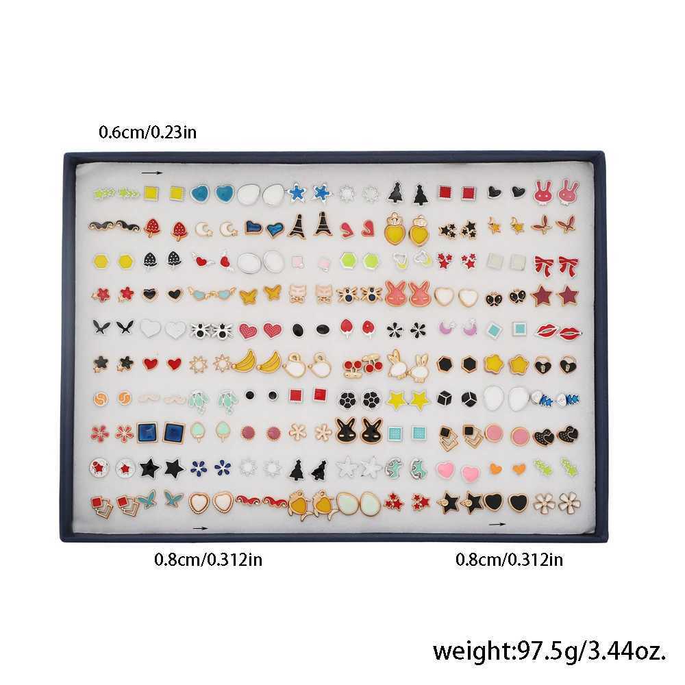 100 Pairs/Lot Small Mini Stud Earring Set For Girl Love Star Animal Geometric Random Female Wedding Party Ear Jewelry Accessories XJ250612