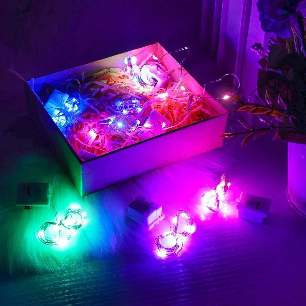 2/1M LED Copper Wire String Lights Battery Powered Garland Fairy Light Home Christmas Wedding Party Decorations Holiday Lighting XJ250612