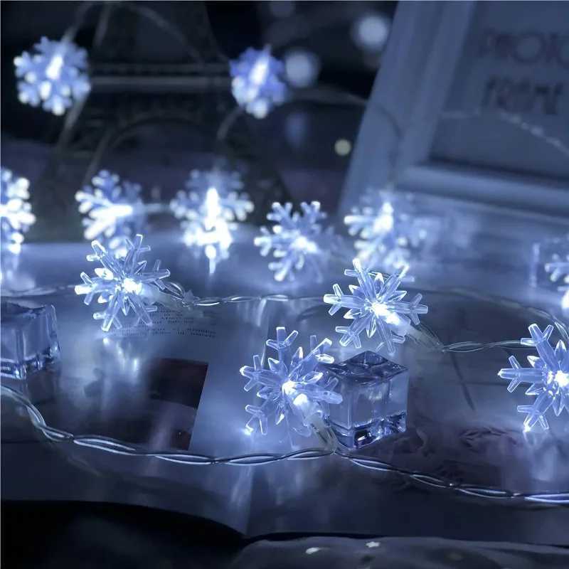 10/20/80Leds Snowflake String Garland Fairy Lights USB/Battery Powered Christmas Tree Holiday New Year Bedroom Decoration Lamps XJ250612